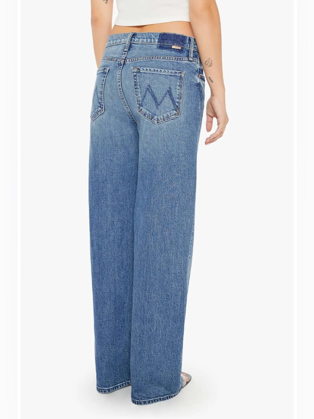Mother Lil Dodger Sneak Wide Leg Jeans In Strike A Pose 29 - Picture 2 of 10